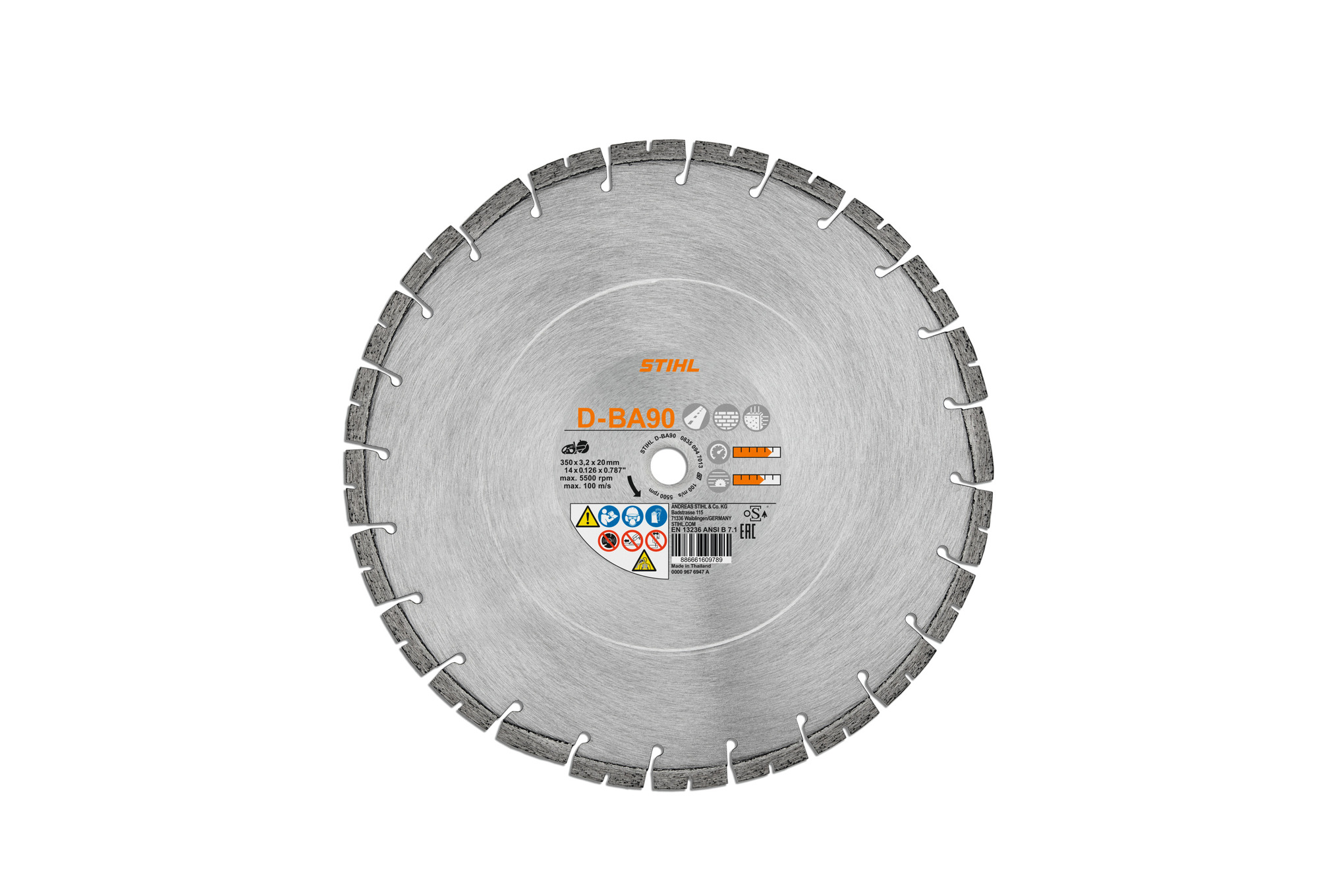 Diamond cutting wheel, Concrete/Asphalt, D-BA90, Ø 350mm/14"