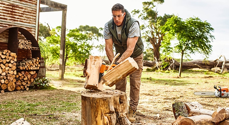 chopping fire wood