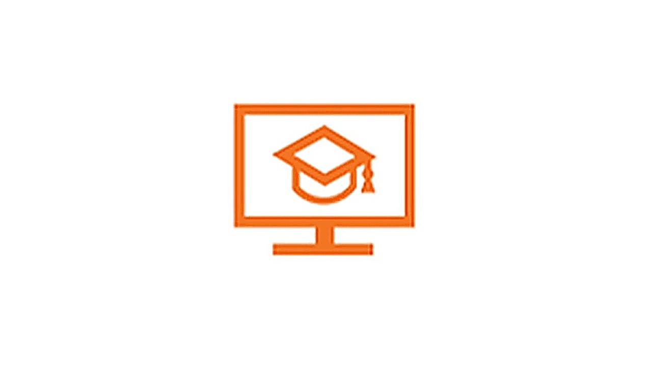 Orange symbol of a mortarboard