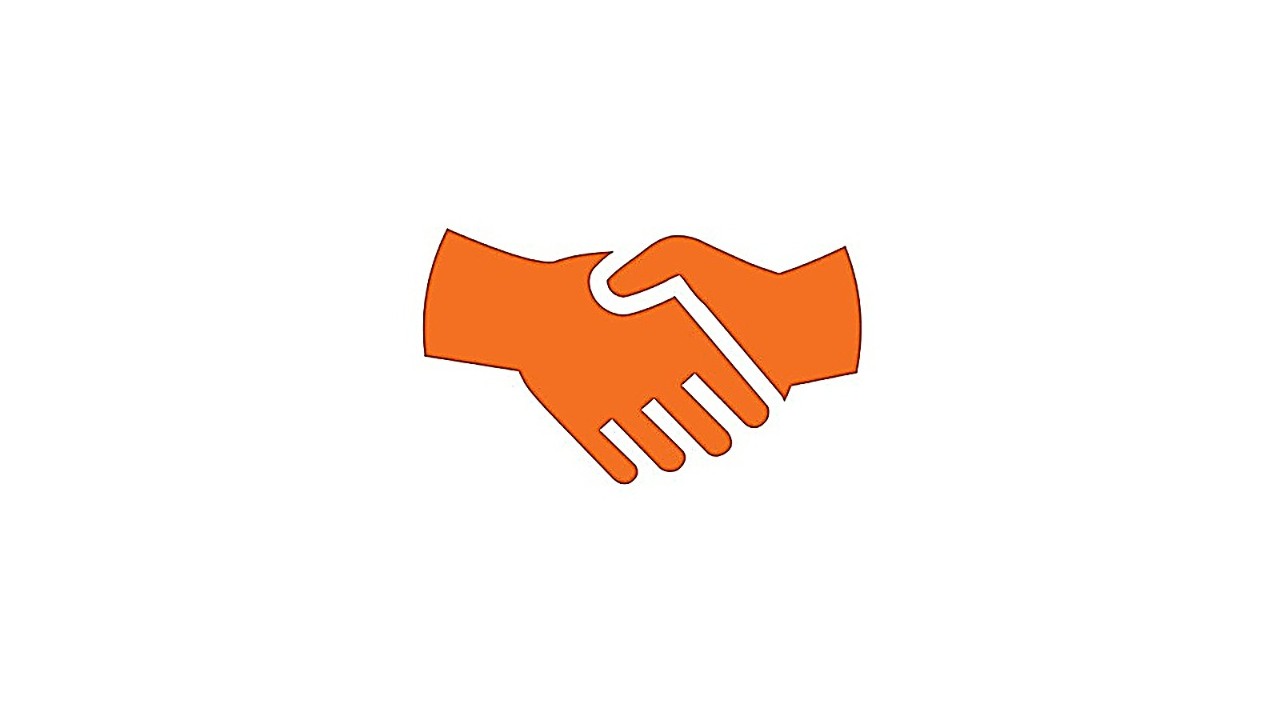 Orange symbol of a handshake