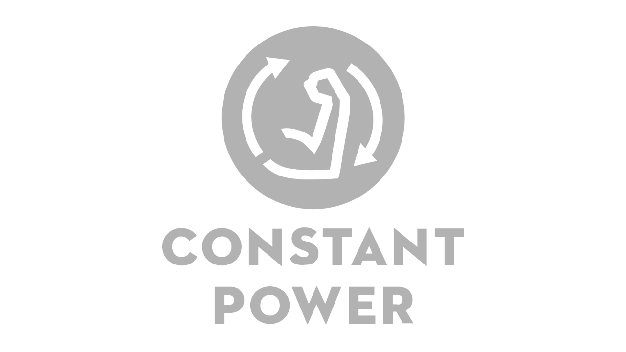 Icon of an arm with flexed muscle and two clockwise-pointing arrows, and the words “Constant Power” underneath