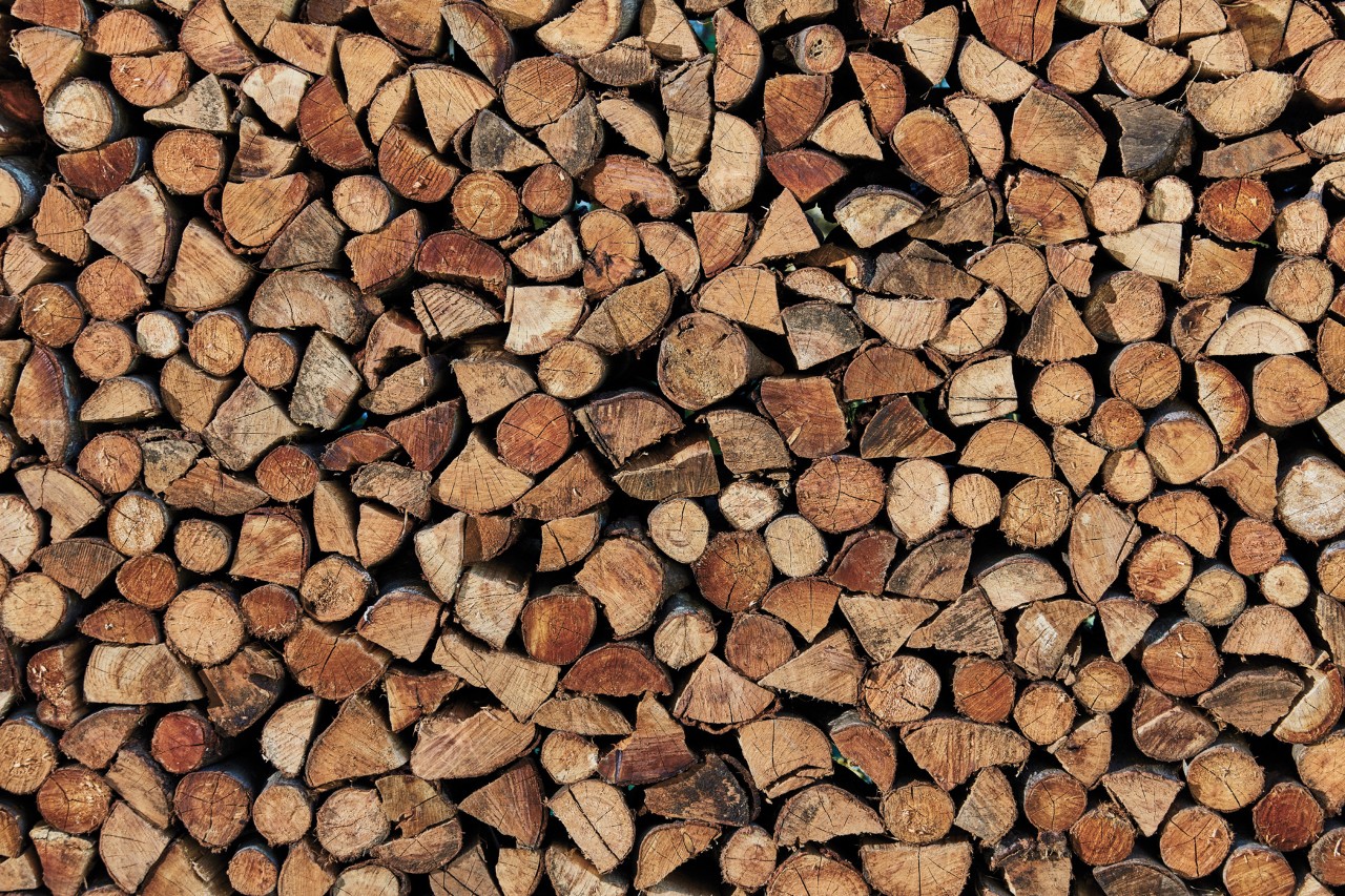 A stack of wooden logs