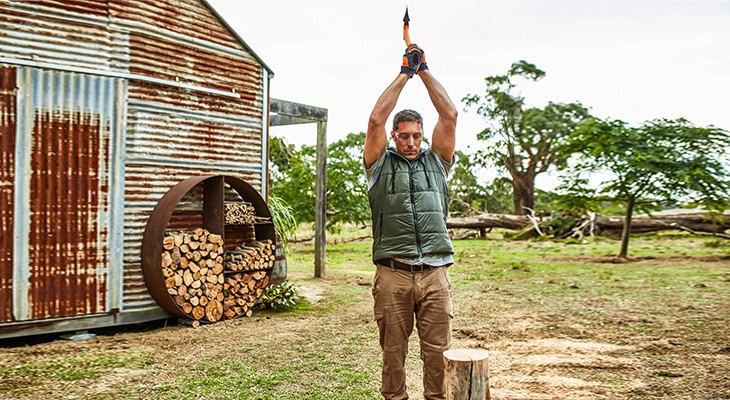 lift the axe directly over your head